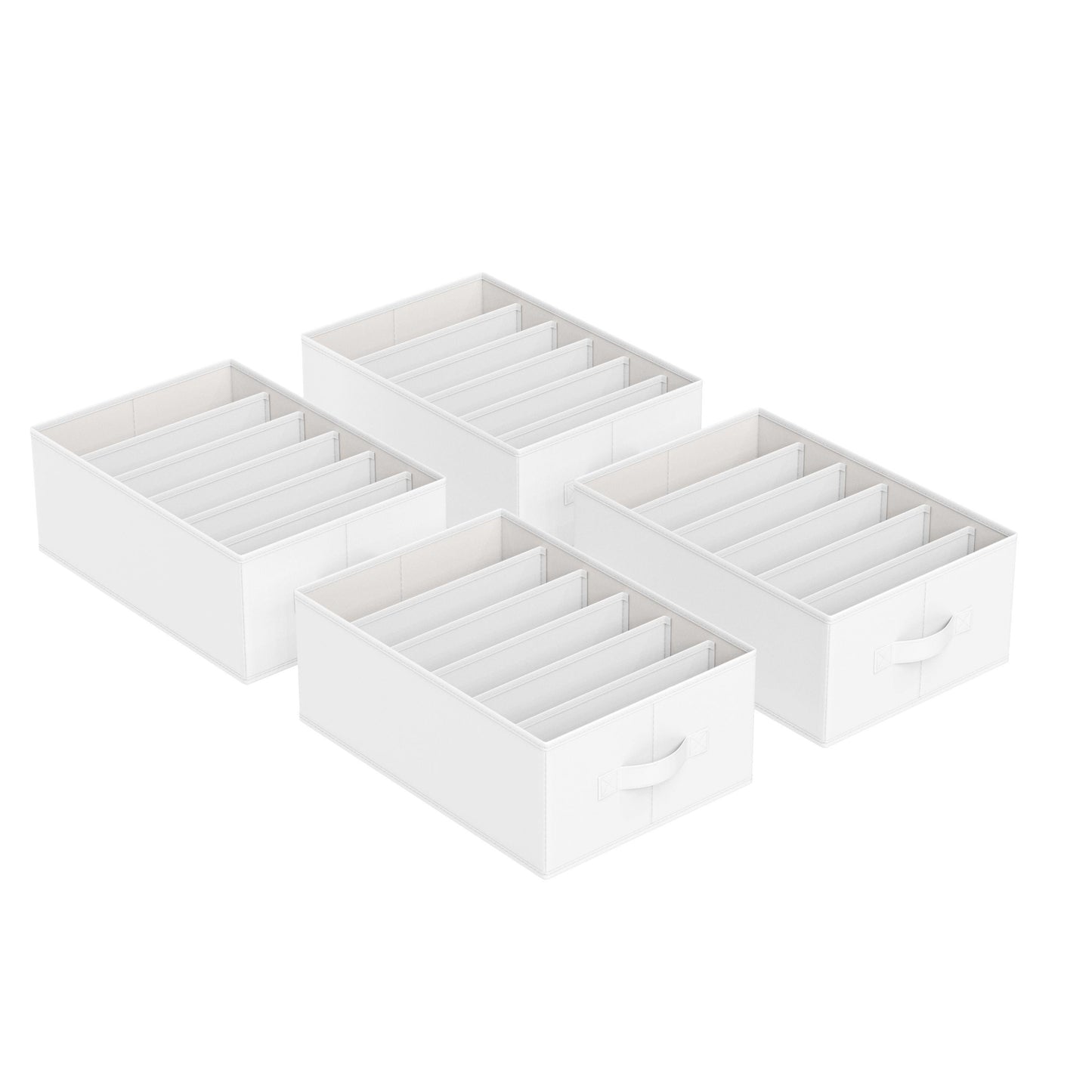 Set of 4 Wardrobe Clothes Organizer with 6 Grids Classic White FredCo