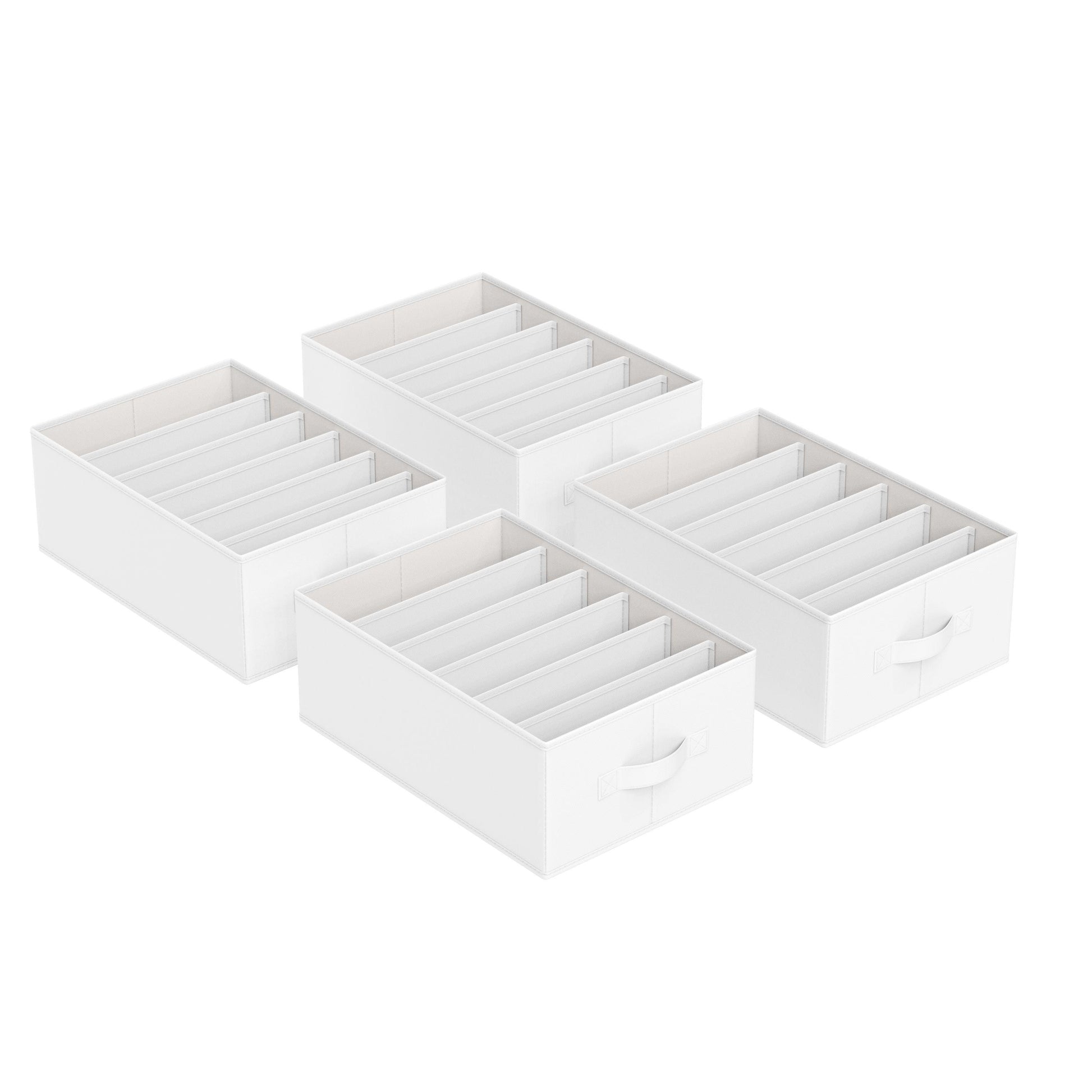 Set of 4 Wardrobe Clothes Organizer with 6 Grids Classic White FredCo