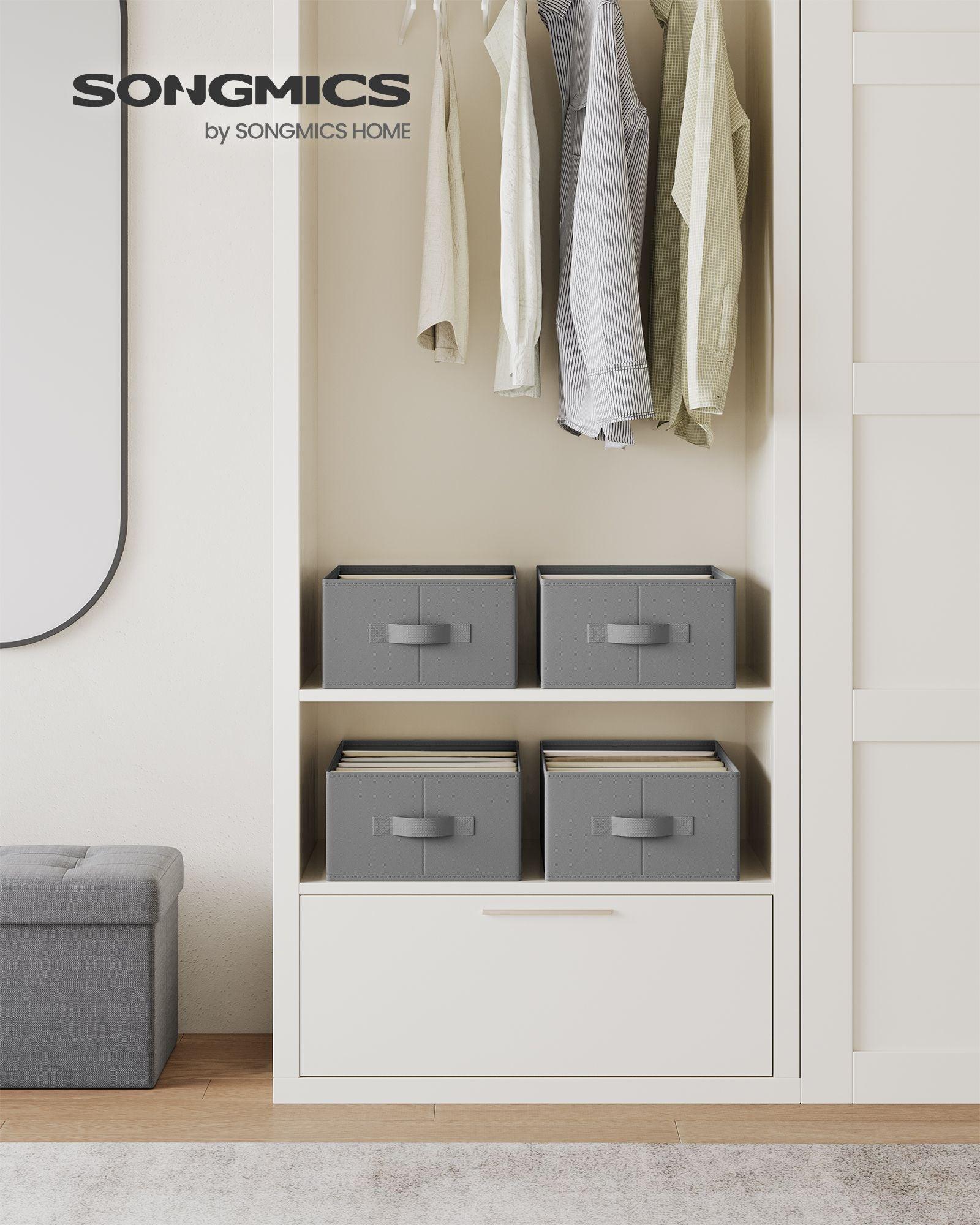 Set of 4 Wardrobe Clothes Organizer with 6 Grids Dove Gray FredCo