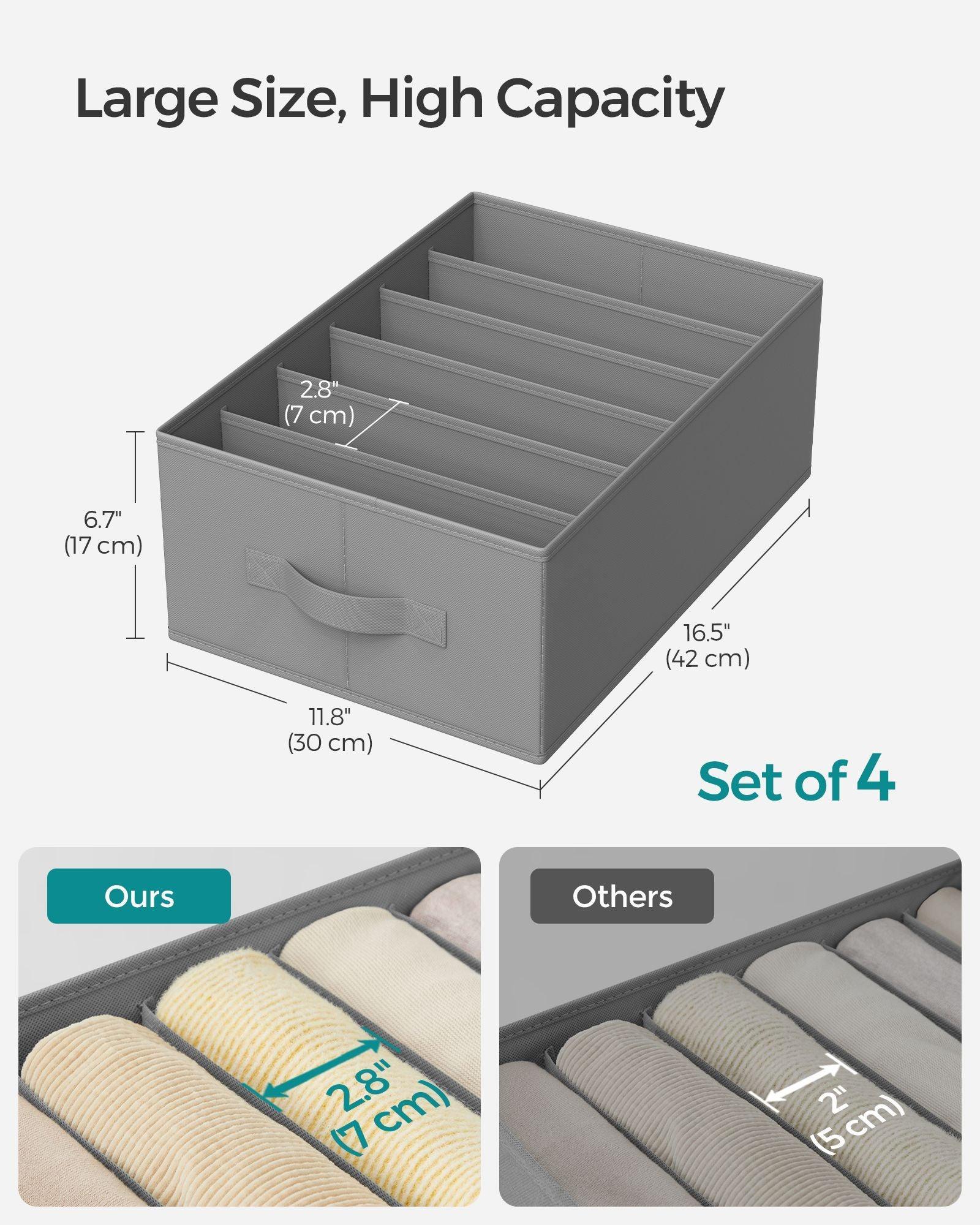 Set of 4 Wardrobe Clothes Organizer with 6 Grids Dove Gray FredCo
