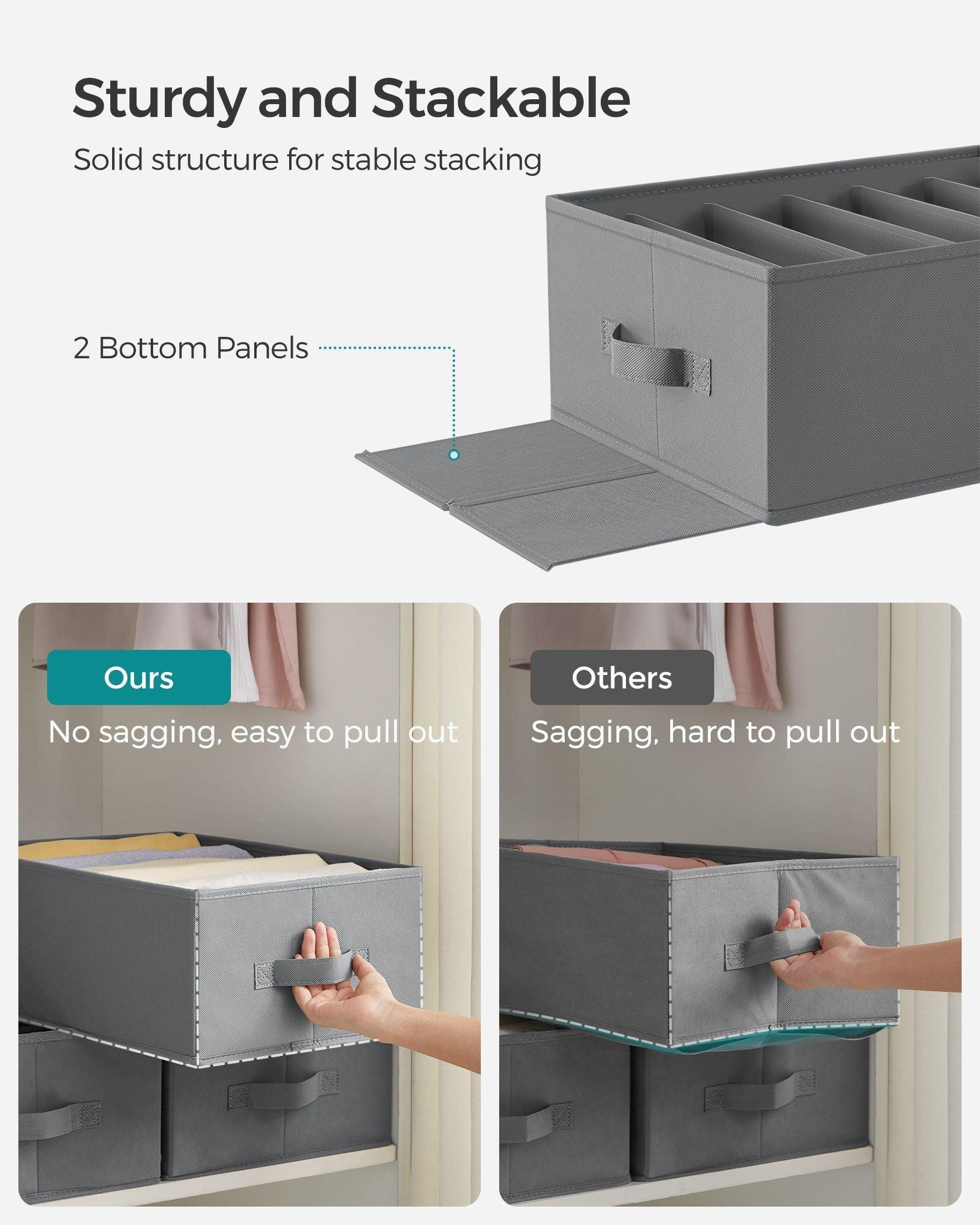 Set of 4 Wardrobe Clothes Organizer with 6 Grids Dove Gray FredCo