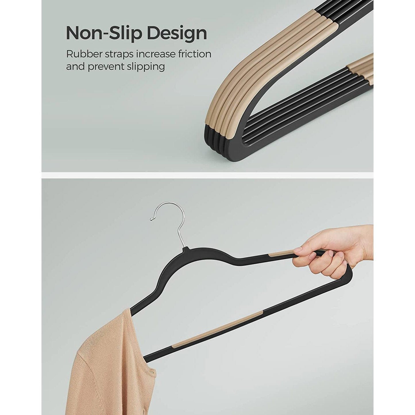 Set of 50 Clothes Hangers Black and Brown FredCo