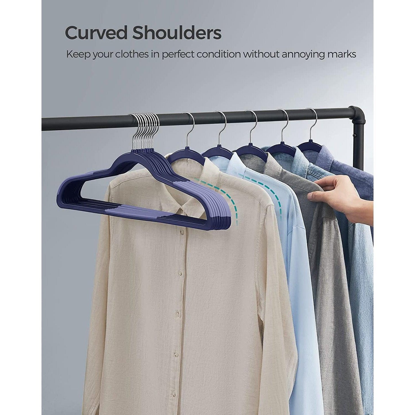 Set of 50 Clothes Hangers Dark Blue Ash and Light Blue Ash FredCo