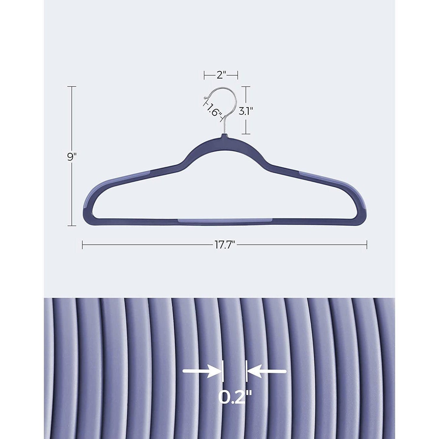 Set of 50 Clothes Hangers Dark Blue Ash and Light Blue Ash FredCo