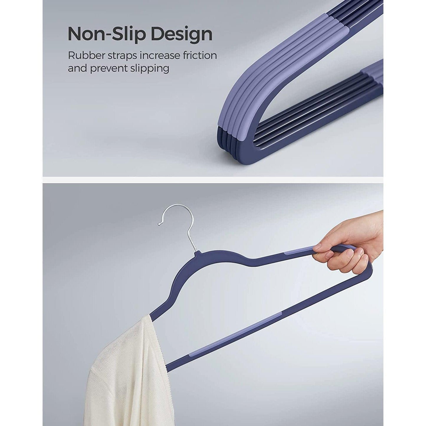 Set of 50 Clothes Hangers Dark Blue Ash and Light Blue Ash FredCo