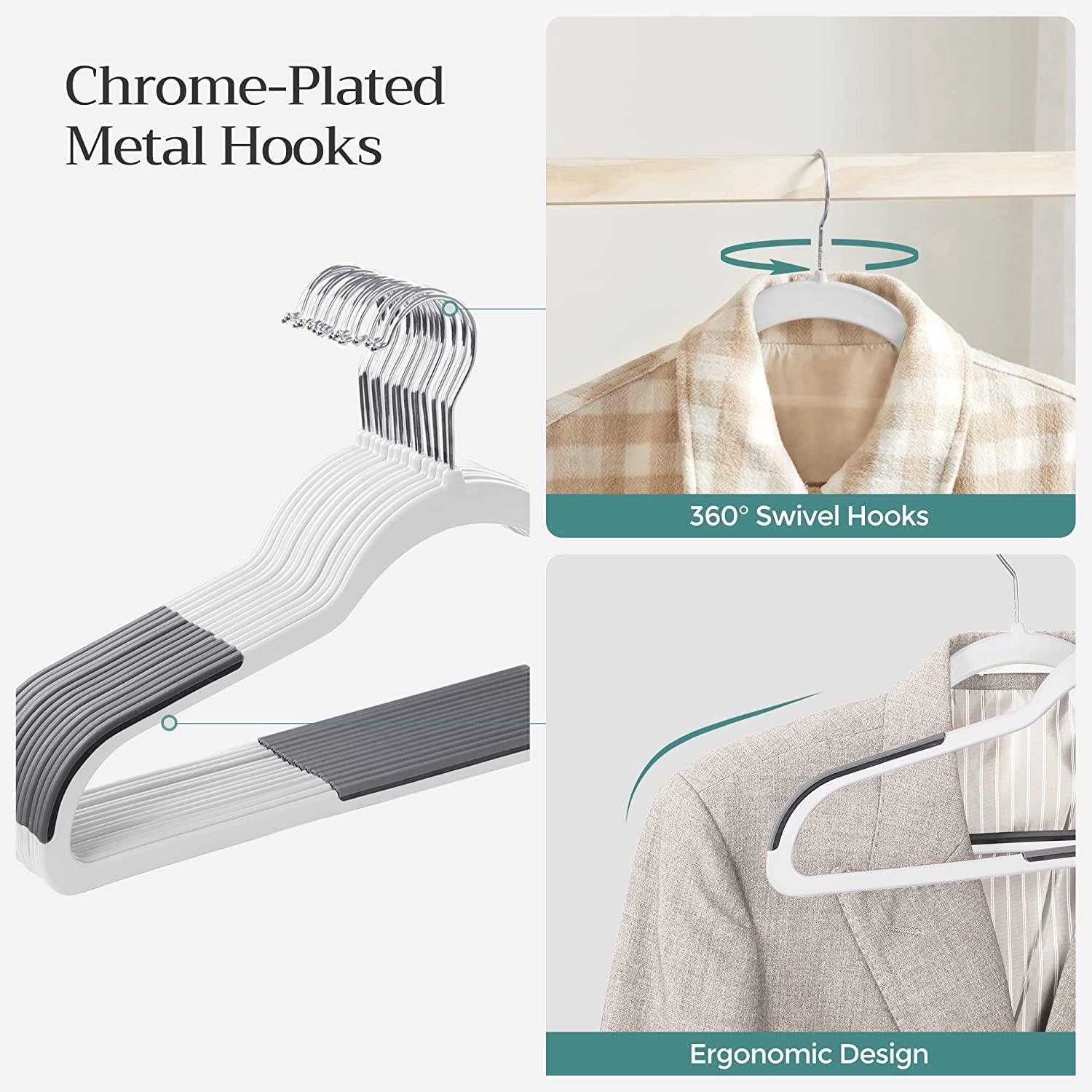 Set of 50 Clothes Hangers White and Dark Gray FredCo