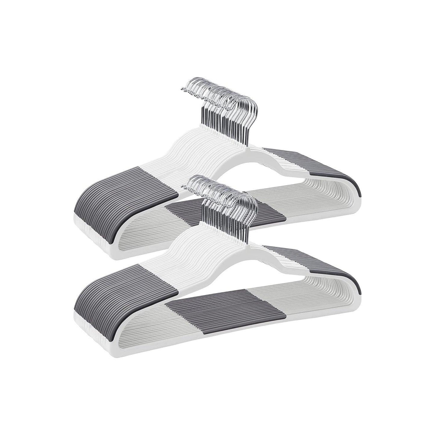 Set of 50 Clothes Hangers White and Dark Gray FredCo