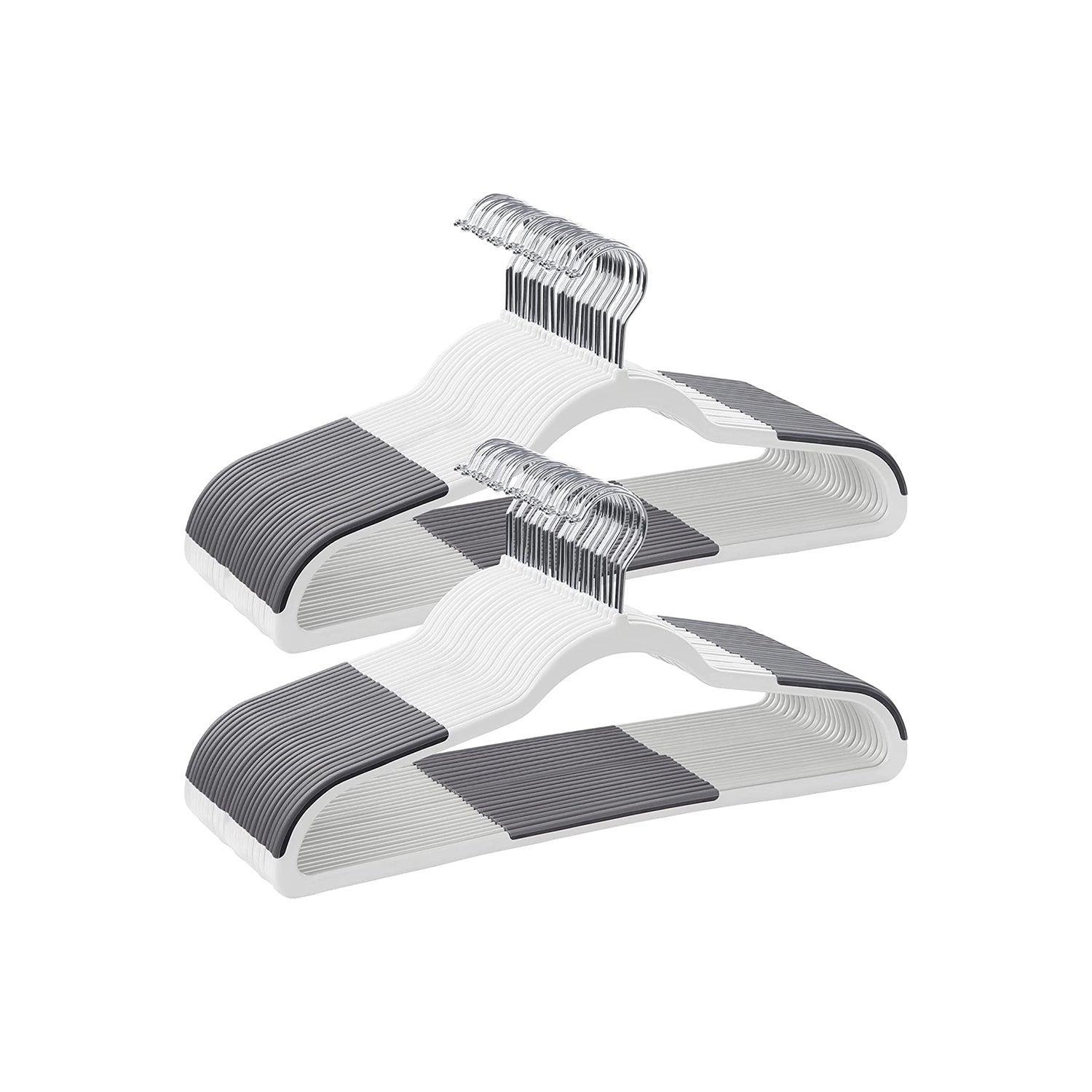 Set of 50 Clothes Hangers White and Dark Gray FredCo