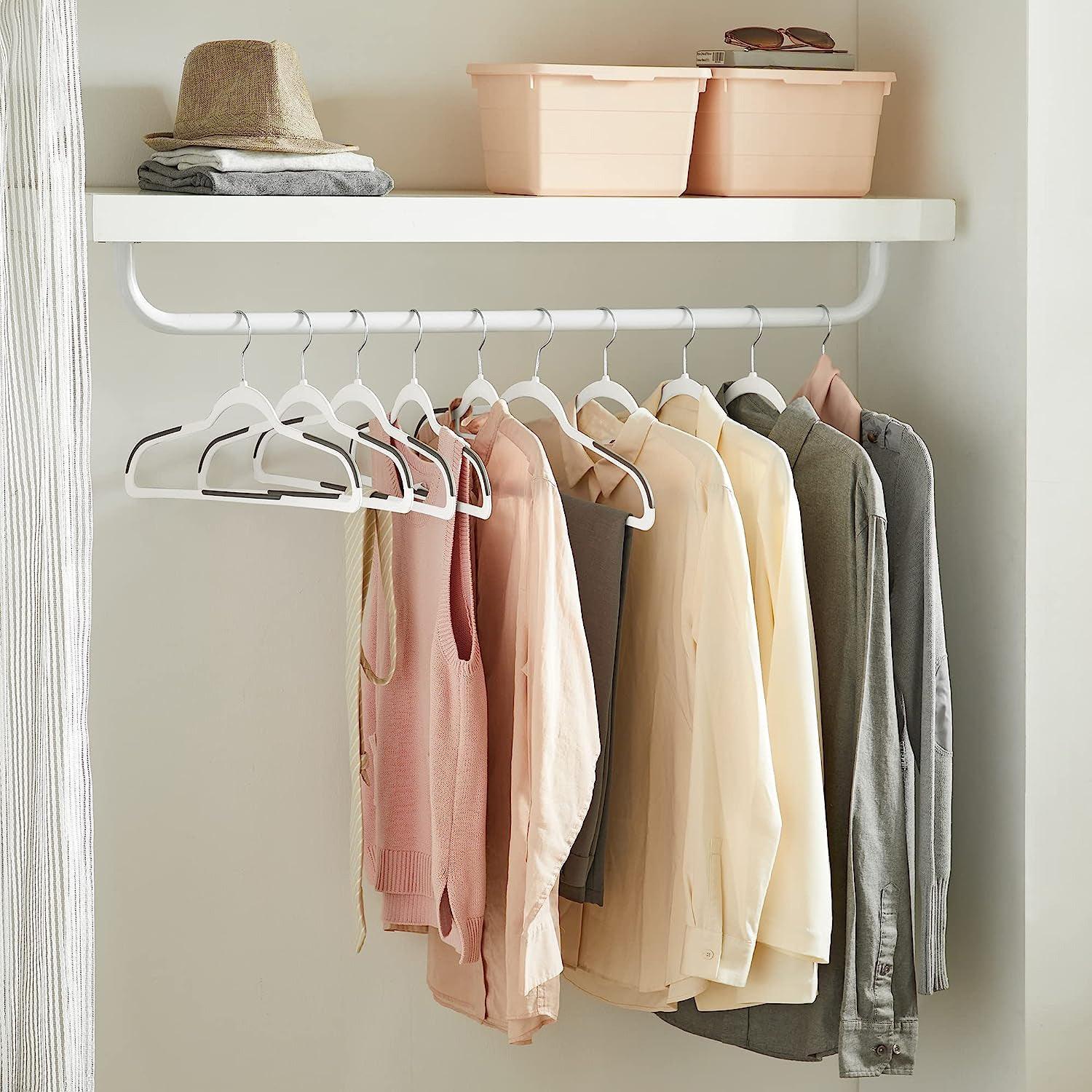 Set of 50 Clothes Hangers White and Dark Gray FredCo