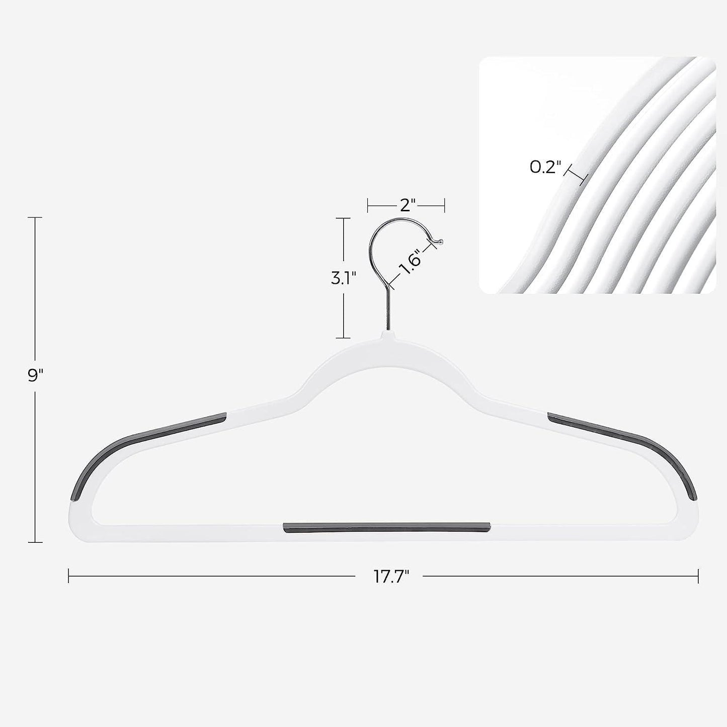 Set of 50 Clothes Hangers White and Dark Gray FredCo