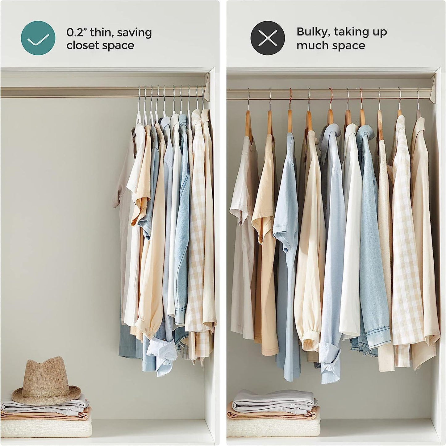 Set of 50 Clothes Hangers White and Dark Gray FredCo