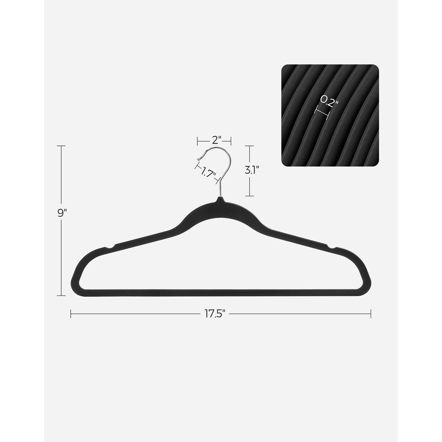 Set of 50 Rubber-Coated Plastic Hangers Gray FredCo
