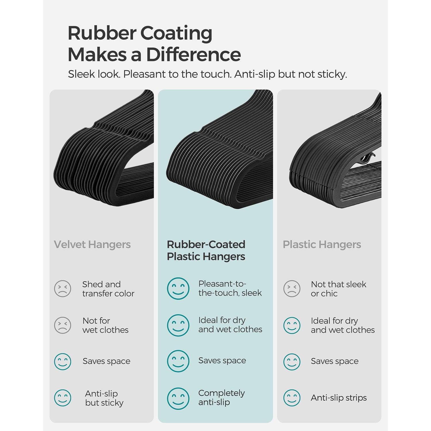 Set of 50 Rubber-Coated Plastic Hangers Gray FredCo