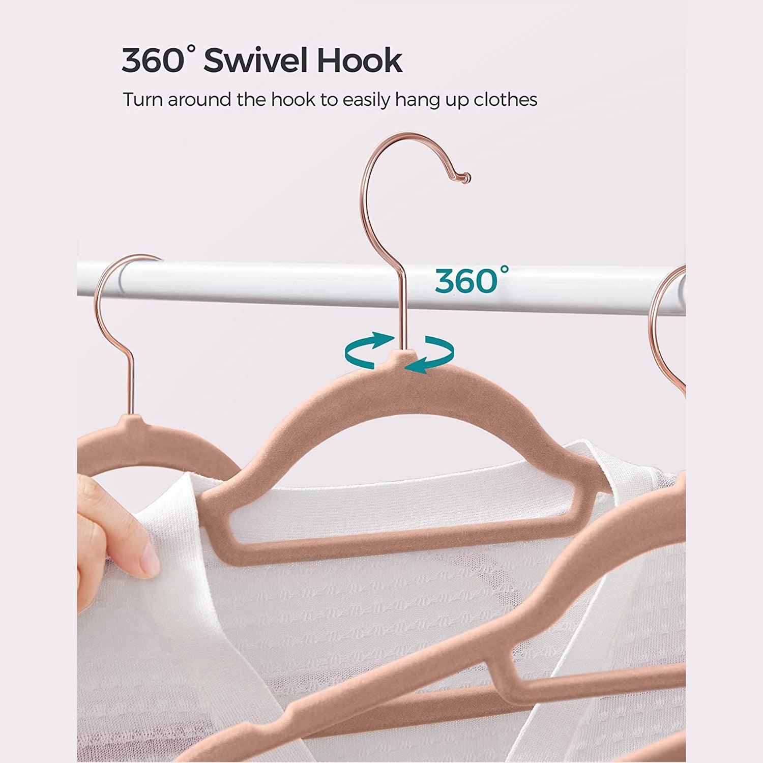 Set of 50 Velvet Hangers Pale Brown FredCo