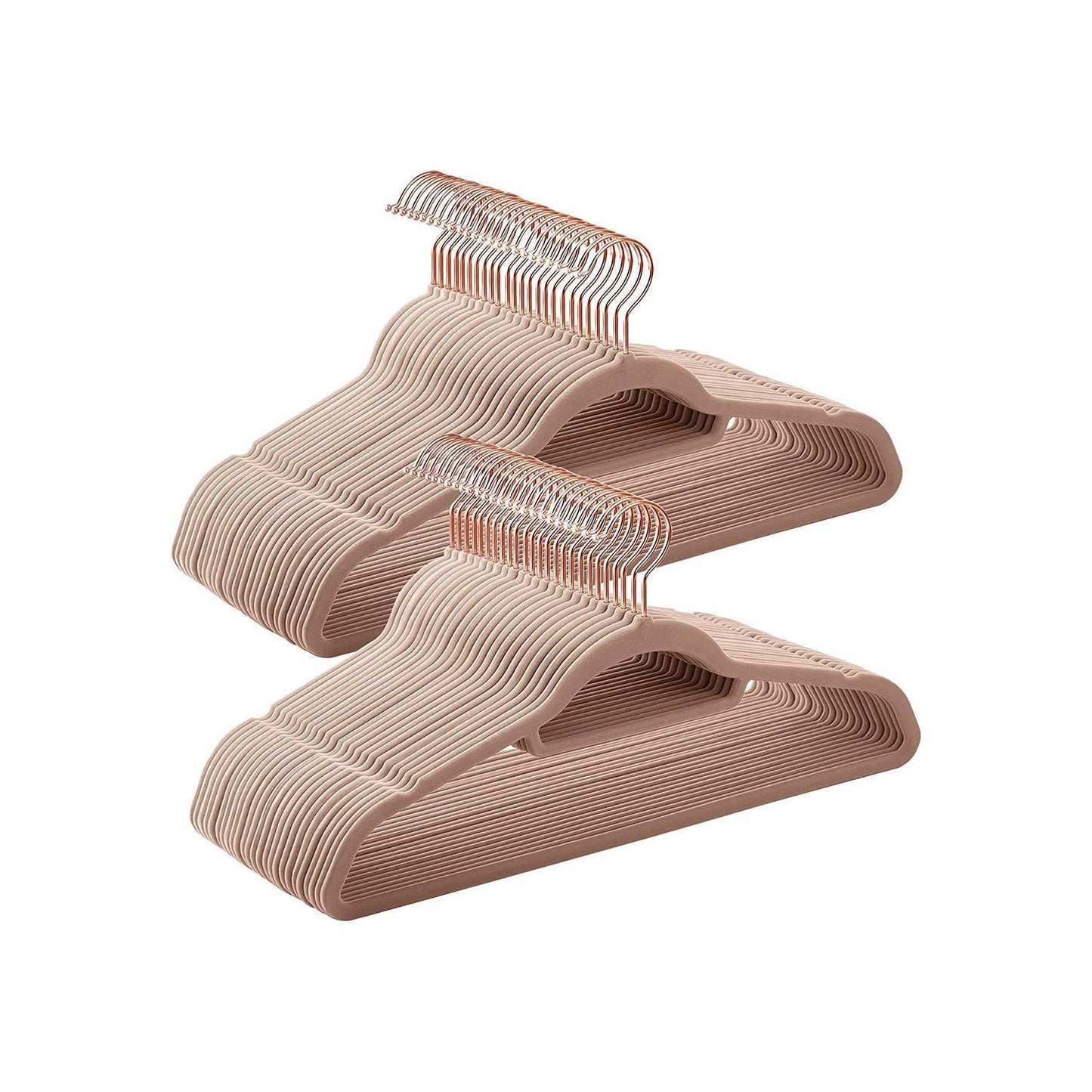 Set of 50 Velvet Hangers Pale Brown FredCo