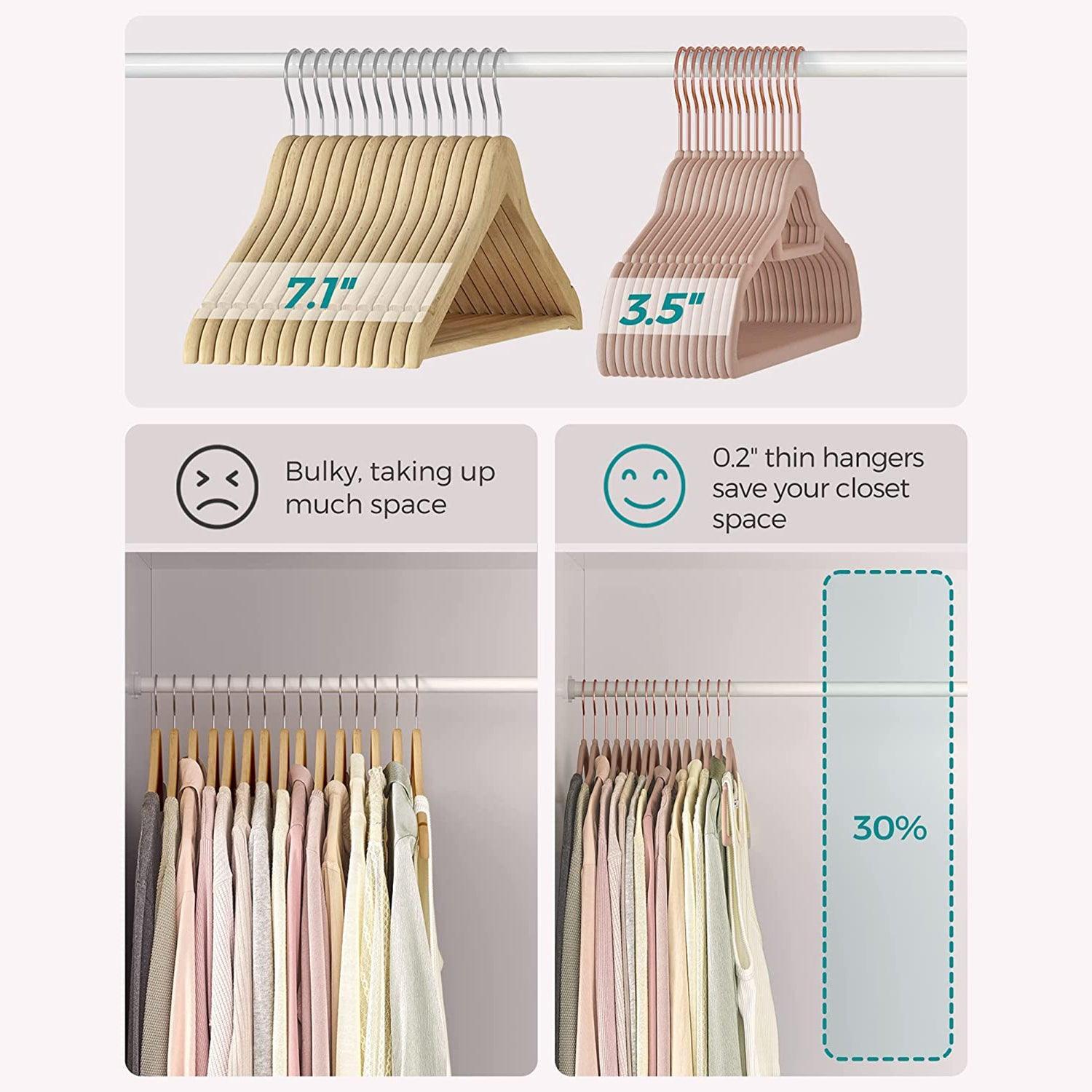 Set of 50 Velvet Hangers Pale Brown FredCo
