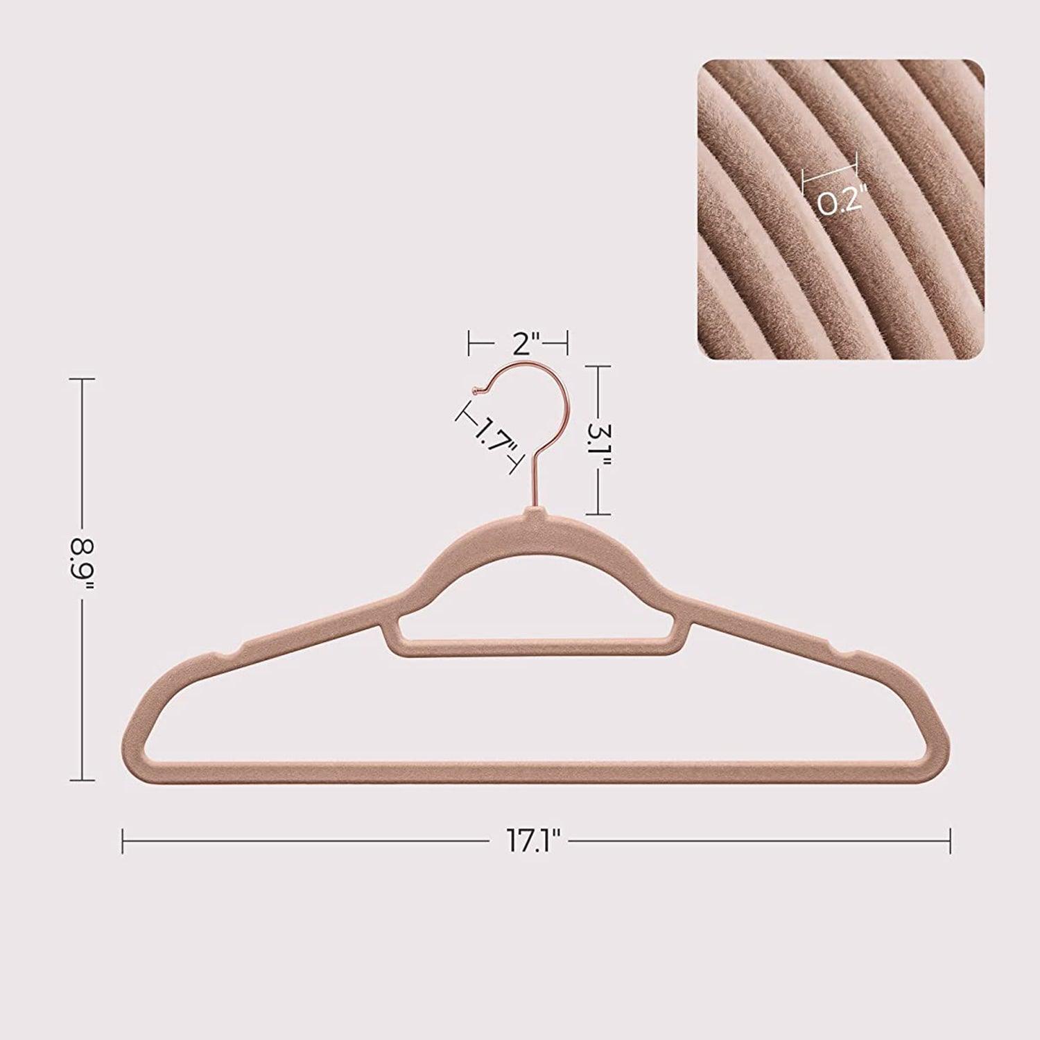 Set of 50 Velvet Hangers Pale Brown FredCo