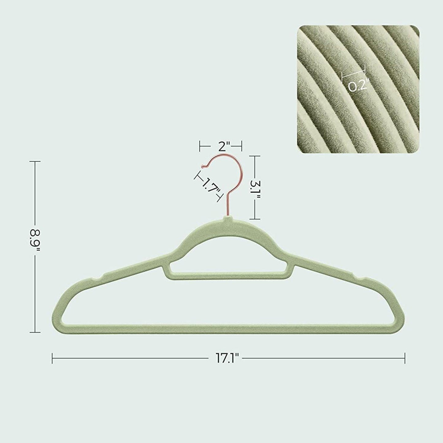 Set of 50 Velvet Hangers Pale Green FredCo