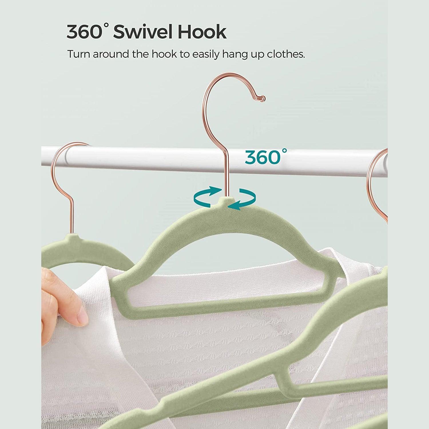 Set of 50 Velvet Hangers Pale Green FredCo