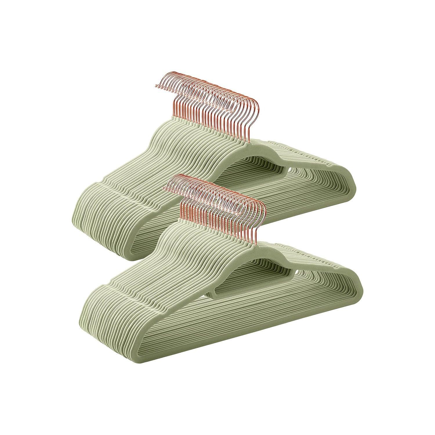 Set of 50 Velvet Hangers Pale Green FredCo