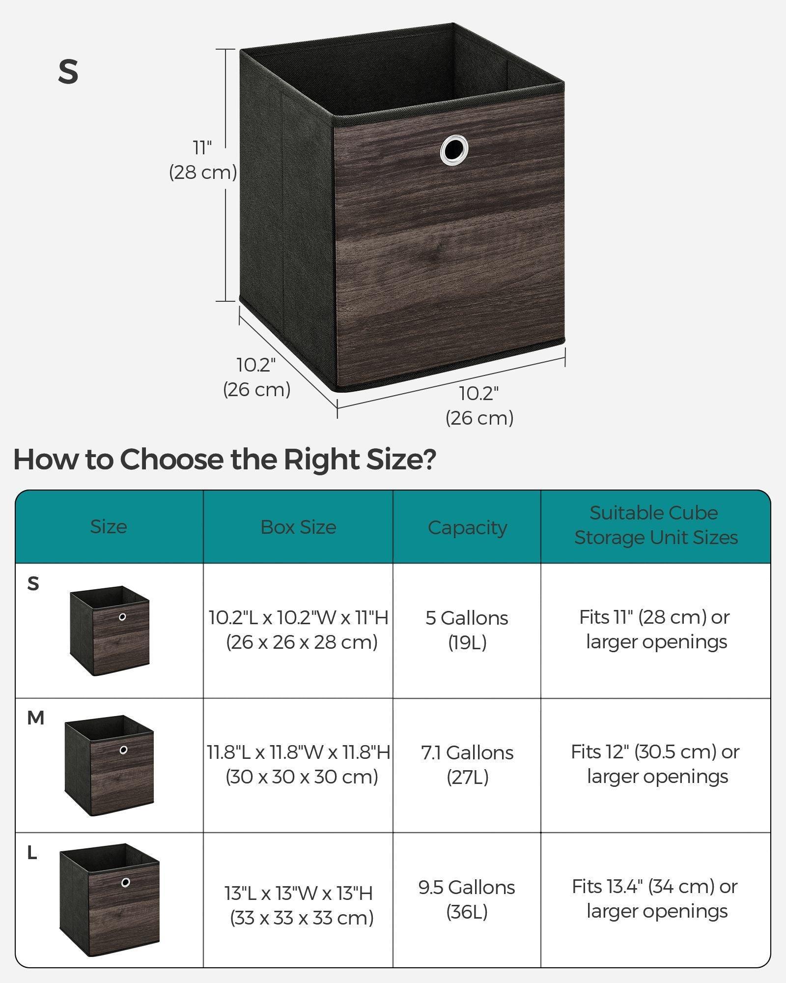 Set of 6 Storage Cubes 10.2 x 10.2 x 11 Inches Chestnut Brown FredCo