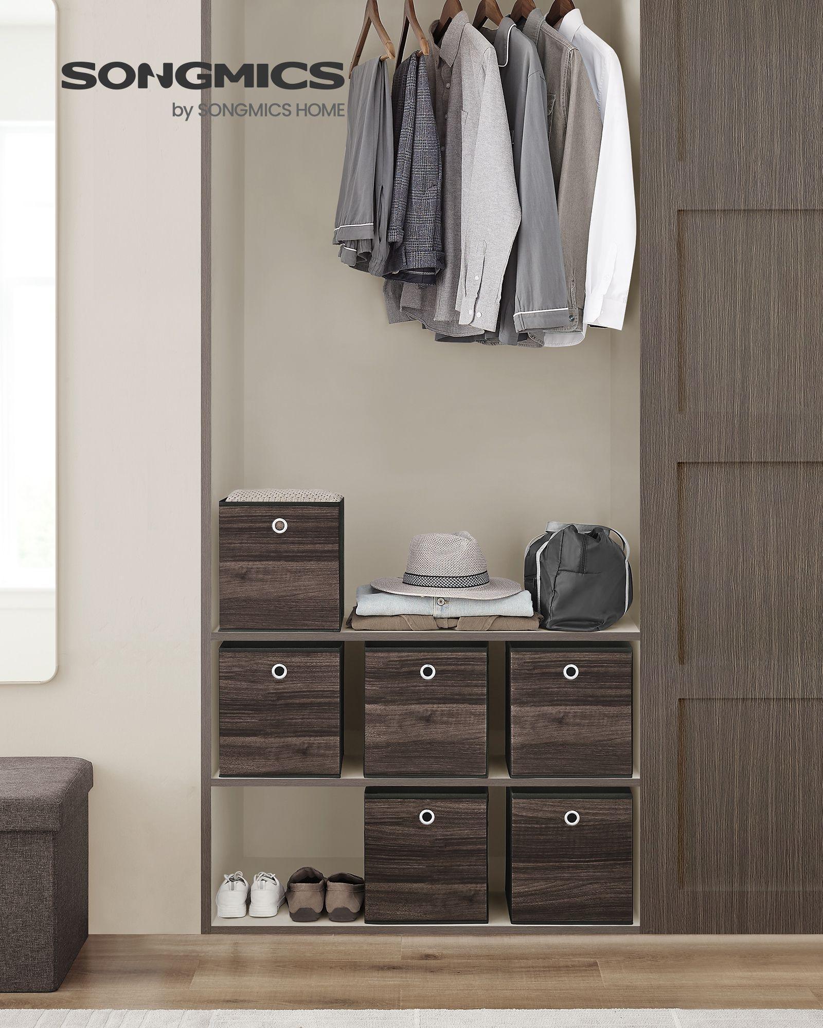 Set of 6 Storage Cubes 10.2 x 10.2 x 11 Inches Chestnut Brown FredCo