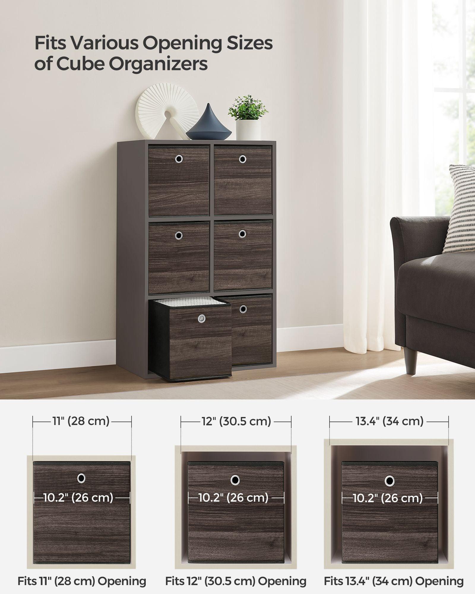 Set of 6 Storage Cubes 10.2 x 10.2 x 11 Inches Chestnut Brown FredCo