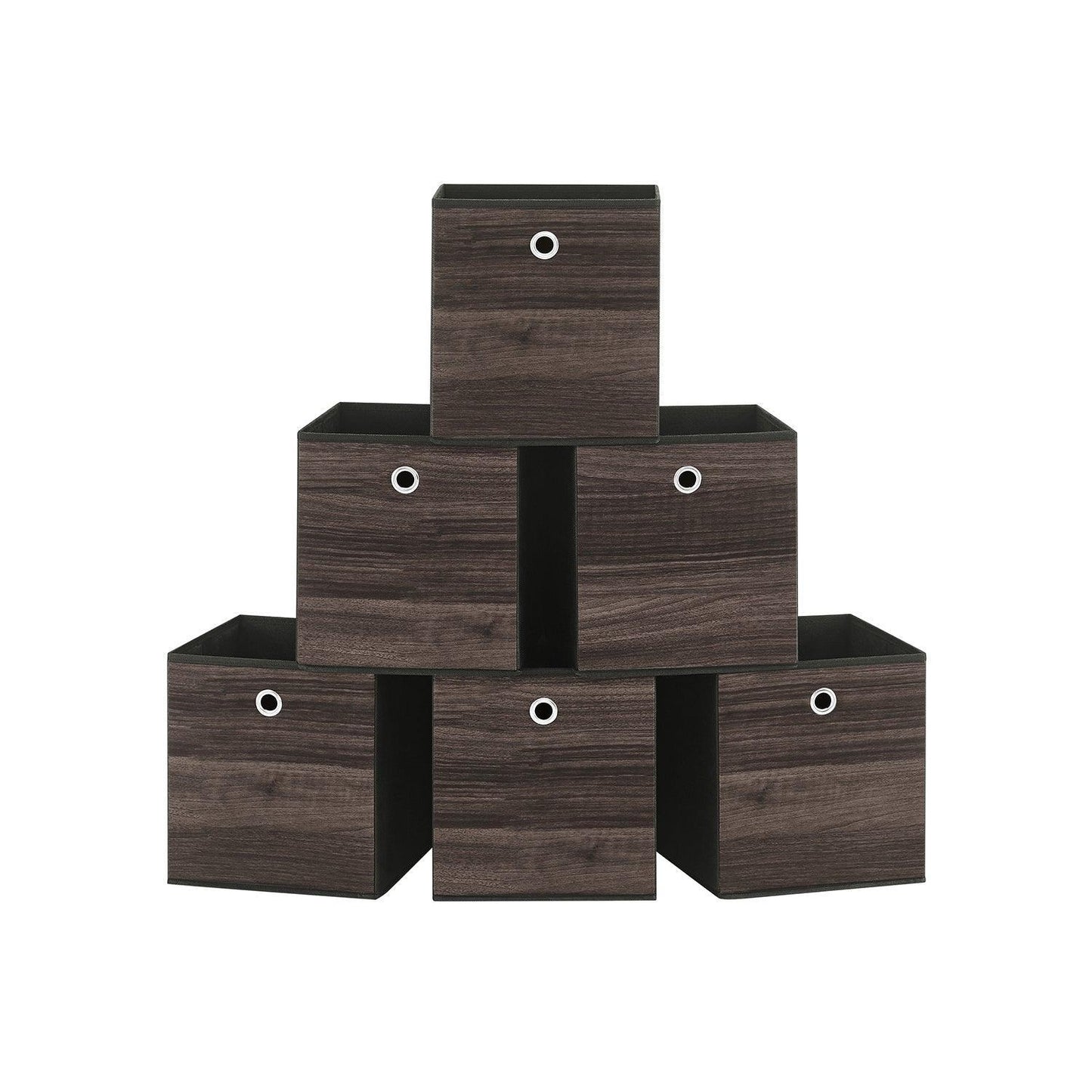Set of 6 Storage Cubes 10.2 x 10.2 x 11 Inches Chestnut Brown FredCo