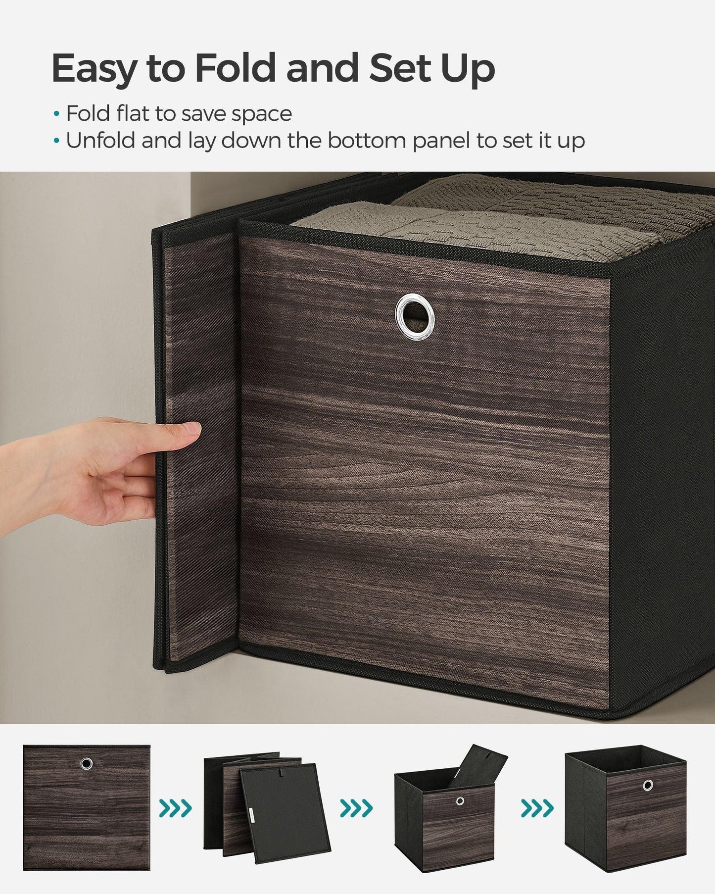 Set of 6 Storage Cubes 11.8 x 11.8 x 11.8 Inches Chestnut Brown FredCo