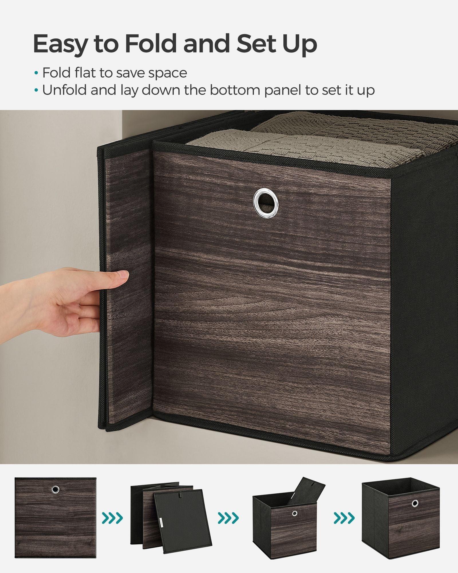 Set of 6 Storage Cubes 11.8 x 11.8 x 11.8 Inches Chestnut Brown FredCo