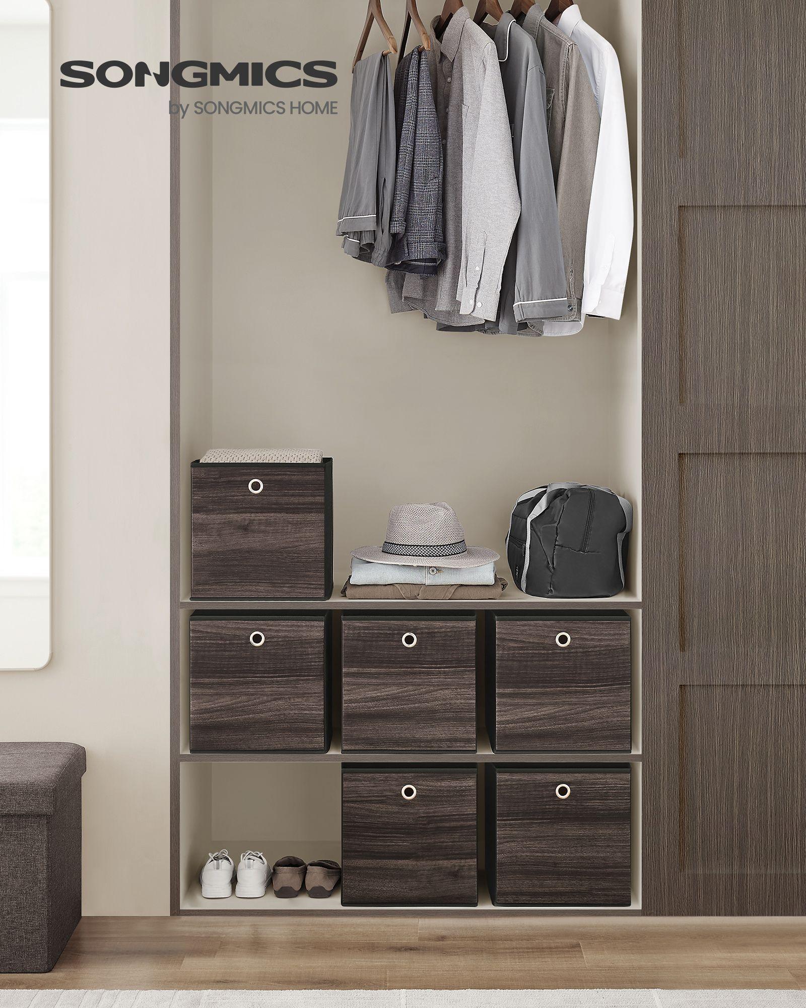 Set of 6 Storage Cubes 11.8 x 11.8 x 11.8 Inches Chestnut Brown FredCo