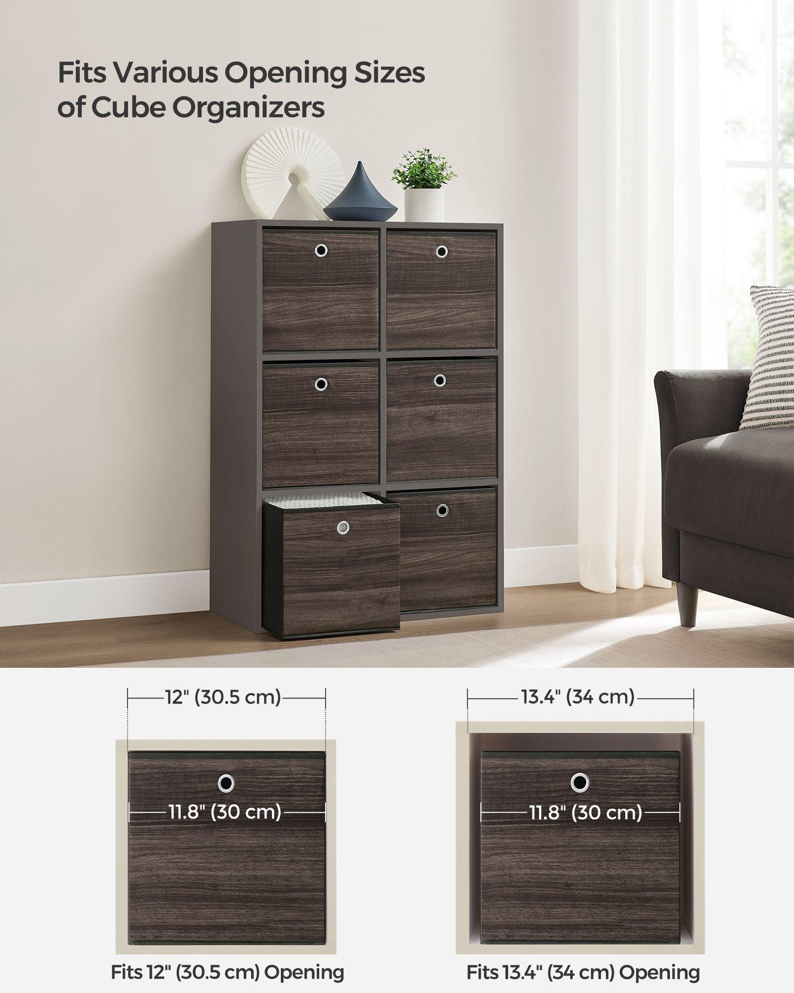 Set of 6 Storage Cubes 11.8 x 11.8 x 11.8 Inches Chestnut Brown FredCo