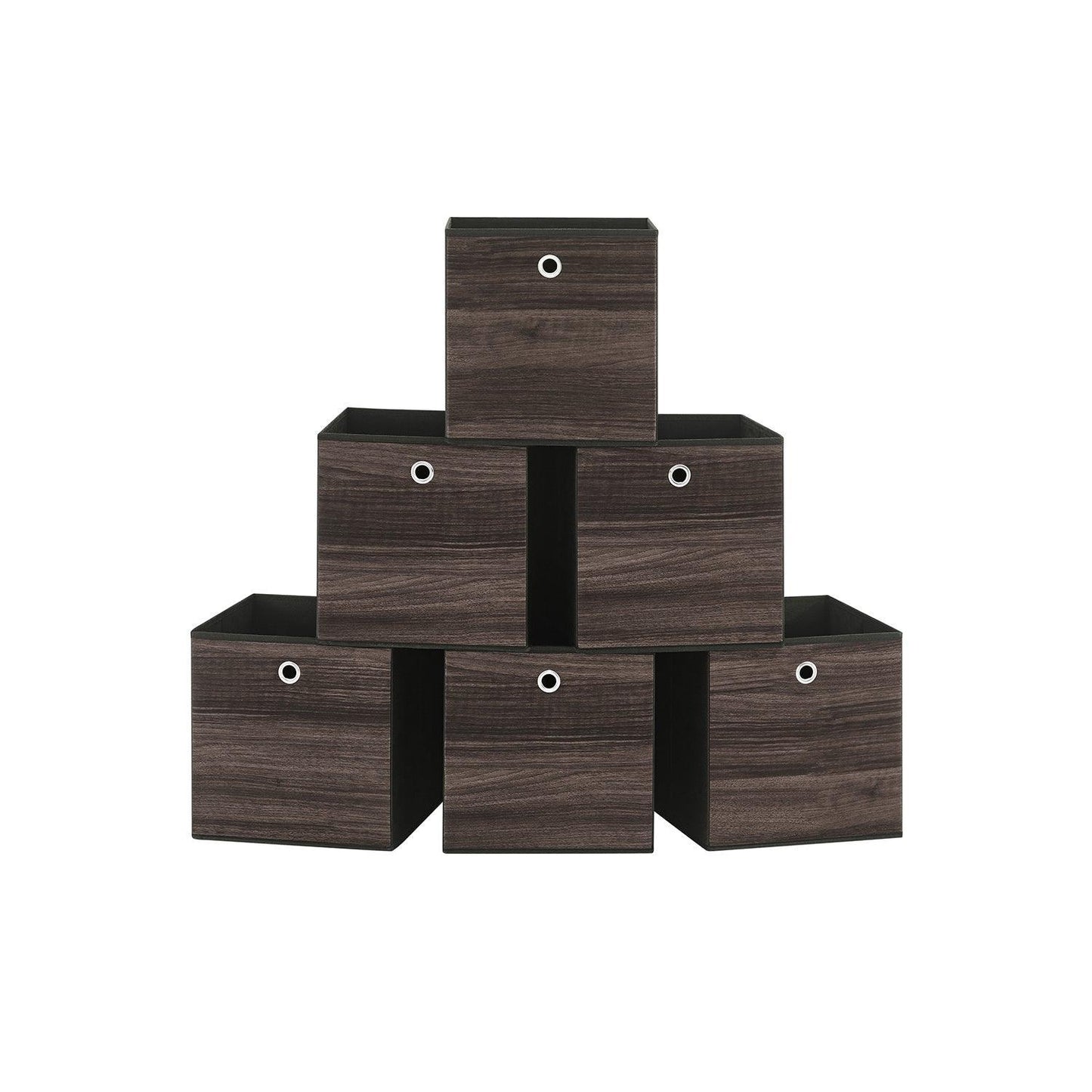 Set of 6 Storage Cubes 11.8 x 11.8 x 11.8 Inches Chestnut Brown FredCo