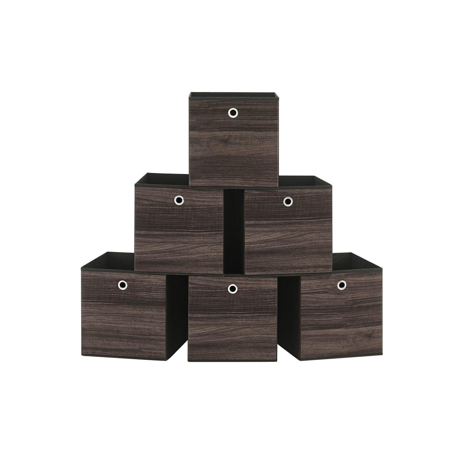 Set of 6 Storage Cubes 11.8 x 11.8 x 11.8 Inches Chestnut Brown FredCo