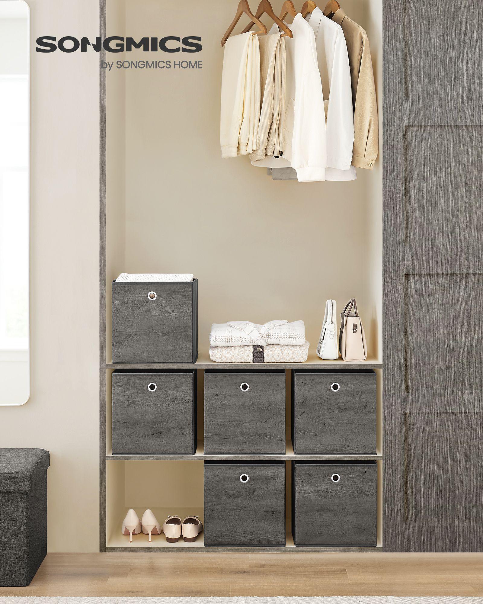 Set of 6 Storage Cubes 11.8 x 11.8 x 11.8 Inches Misty Gray FredCo