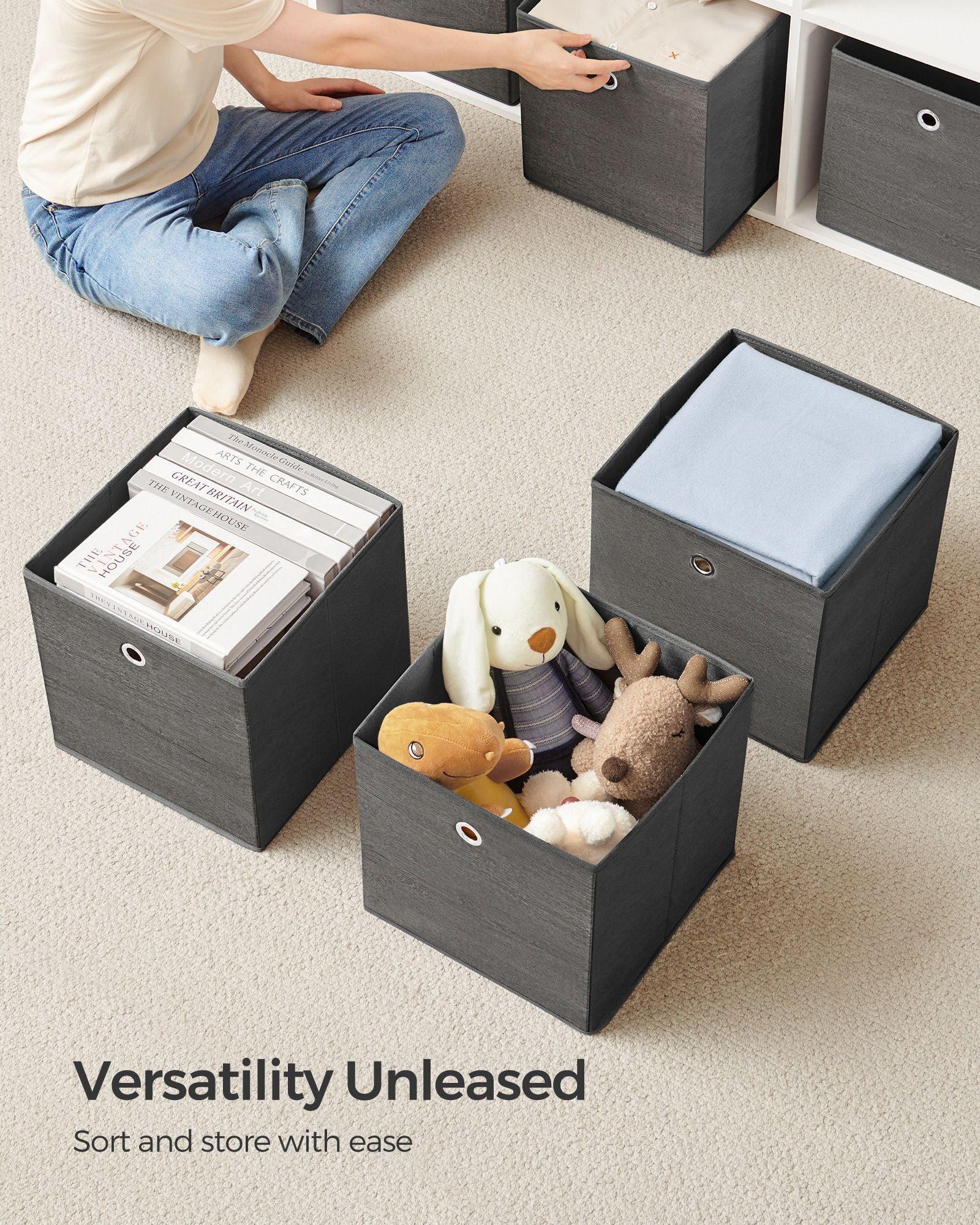 Set of 6 Storage Cubes 11.8 x 11.8 x 11.8 Inches Misty Gray FredCo
