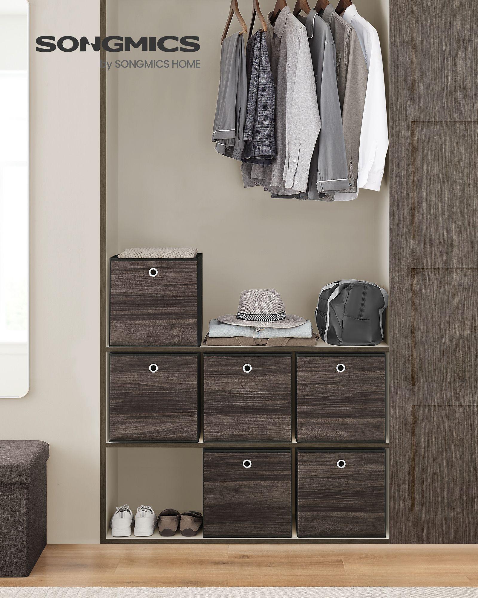 Set of 6 Storage Cubes 13 x 13 x 13 Inches Chestnut Brown FredCo