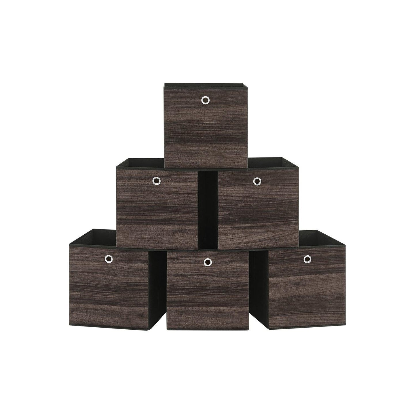 Set of 6 Storage Cubes 13 x 13 x 13 Inches Chestnut Brown FredCo