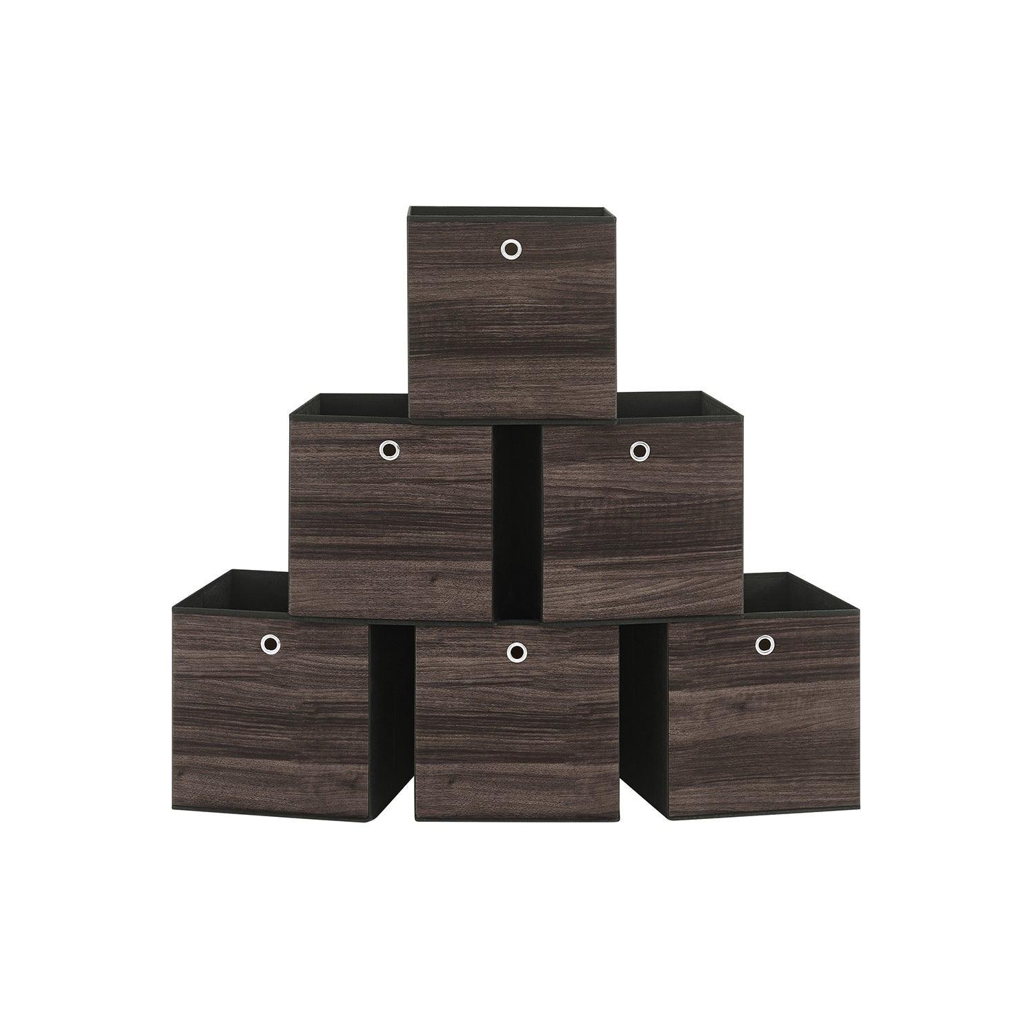 Set of 6 Storage Cubes 13 x 13 x 13 Inches Chestnut Brown FredCo