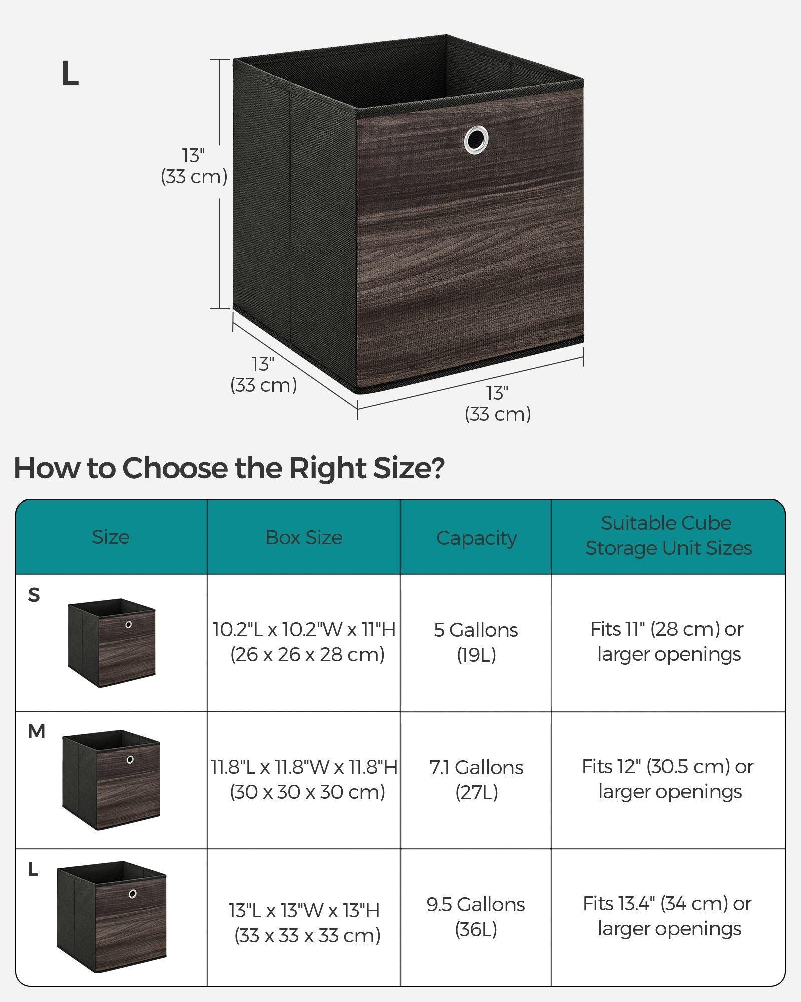 Set of 6 Storage Cubes 13 x 13 x 13 Inches Chestnut Brown FredCo