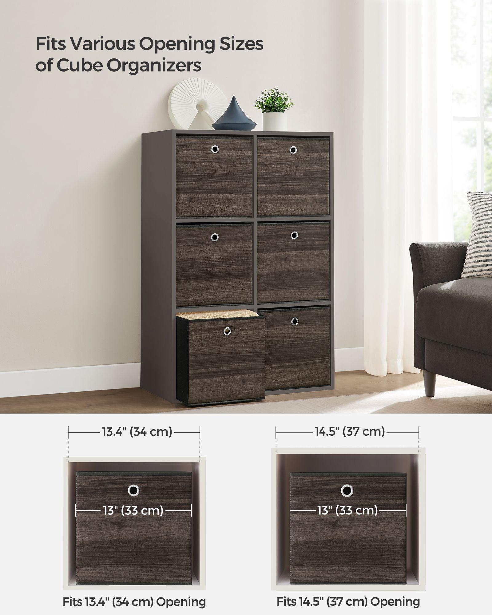 Set of 6 Storage Cubes 13 x 13 x 13 Inches Chestnut Brown FredCo