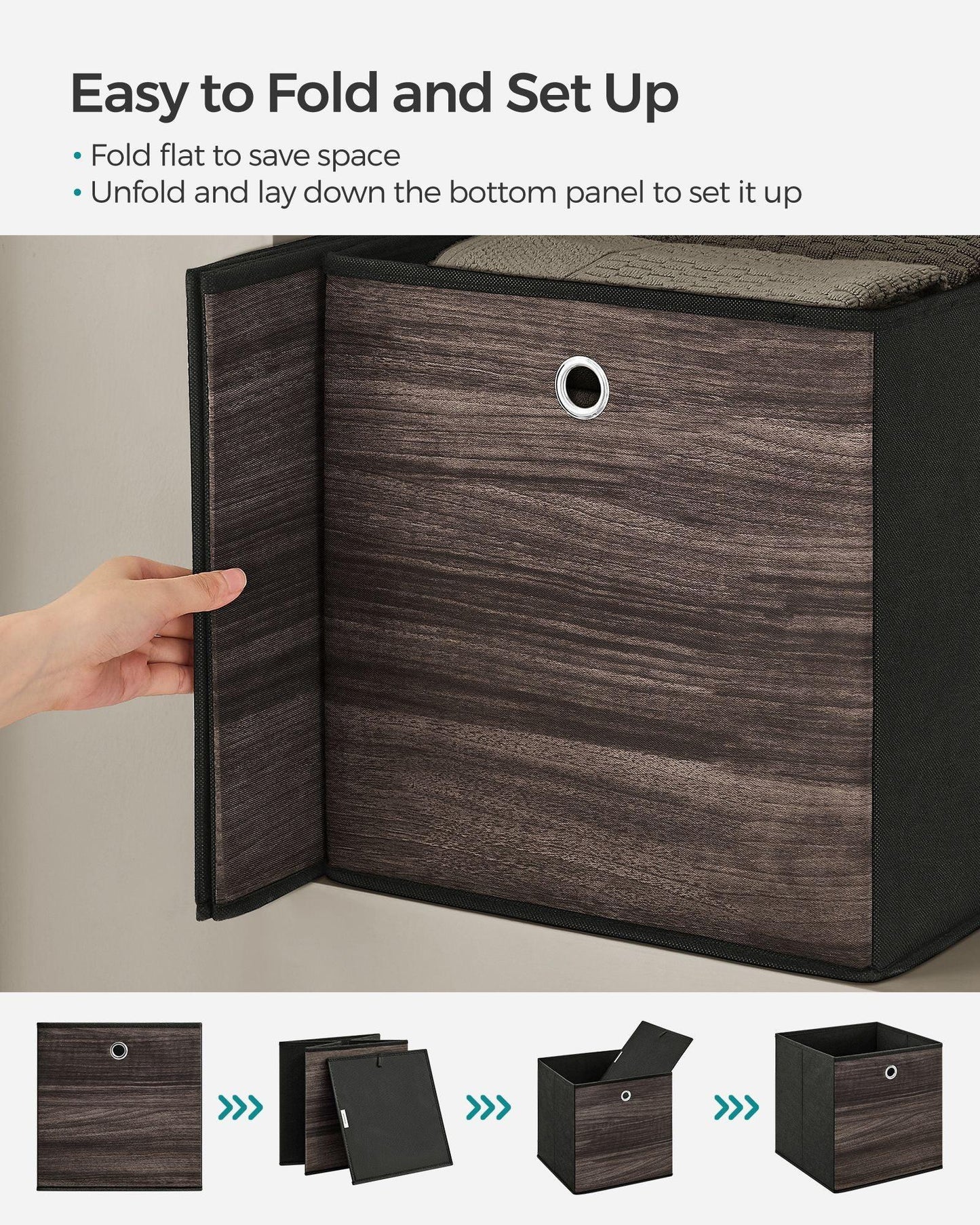Set of 6 Storage Cubes 13 x 13 x 13 Inches Chestnut Brown FredCo
