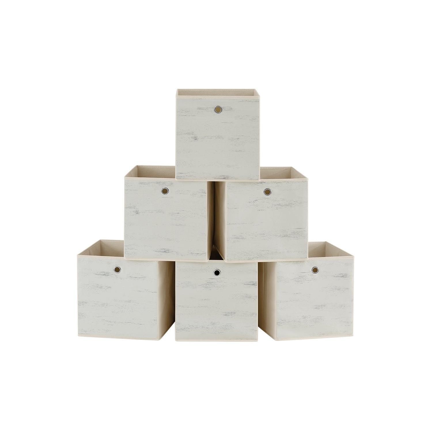 Set of 6 Storage Cubes 13 x 13 x 13 Inches Vintage White FredCo