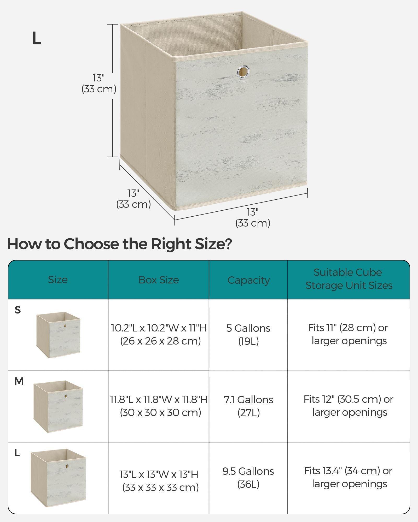 Set of 6 Storage Cubes 13 x 13 x 13 Inches Vintage White FredCo