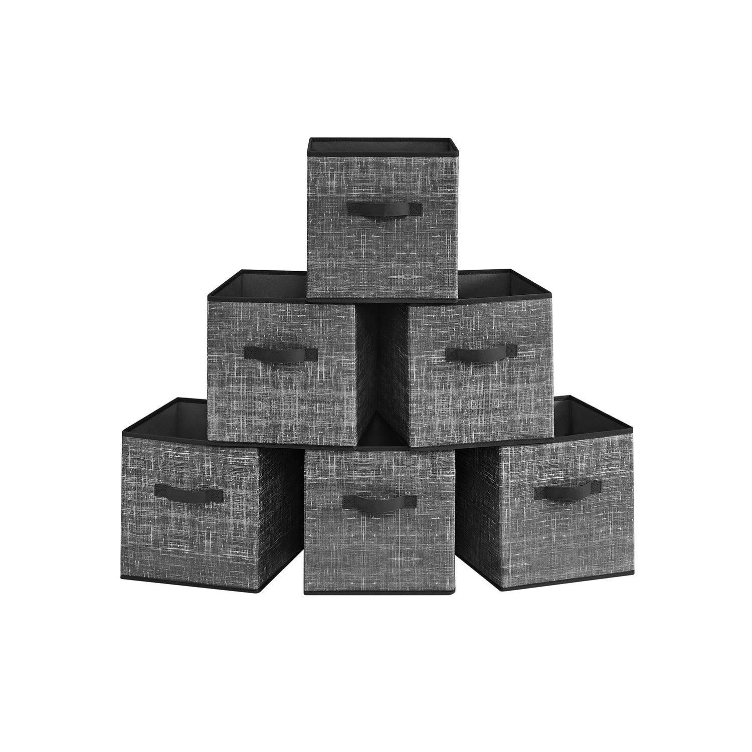 Set of 6 Storage Cubes Black FredCo
