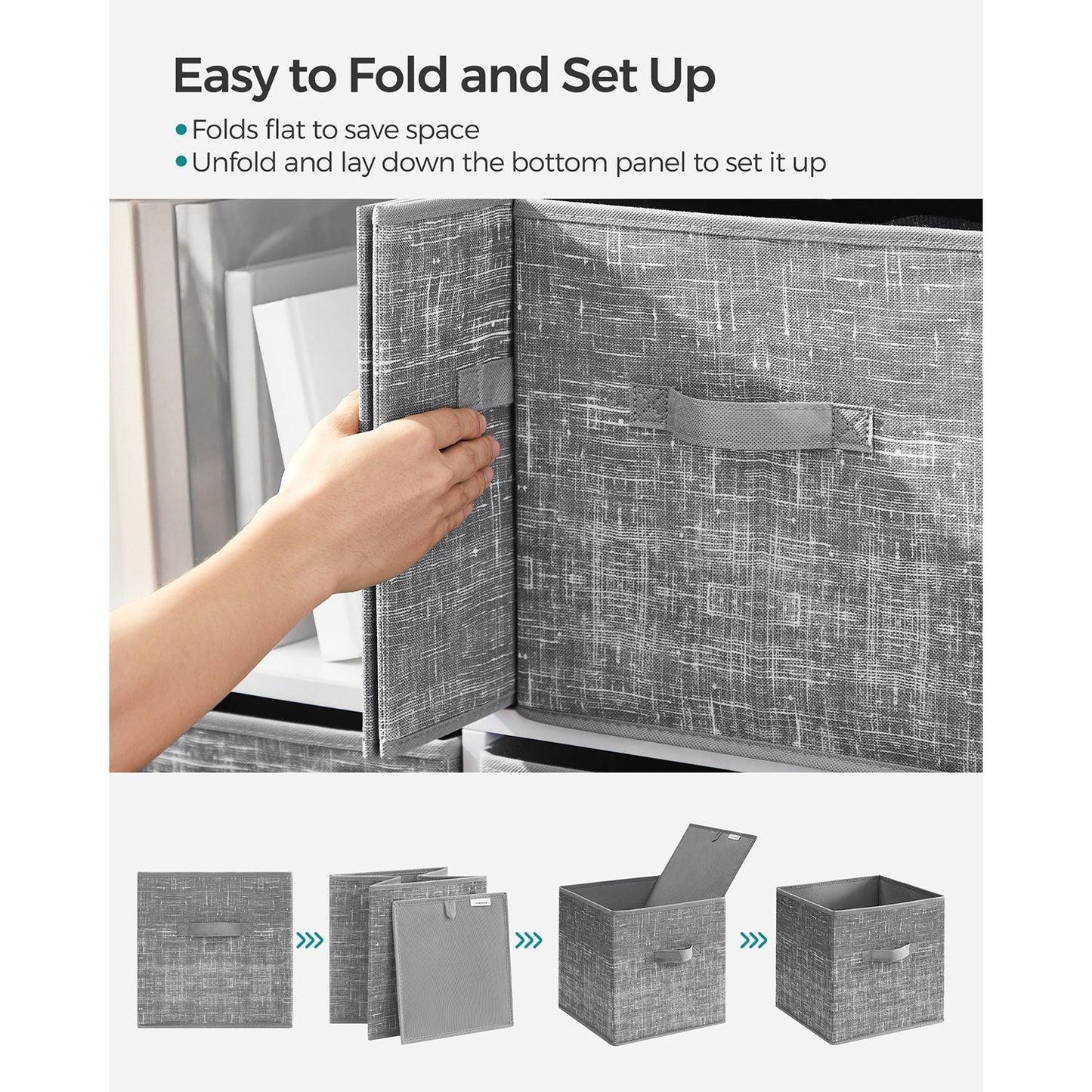 Set of 6 Storage Cubes Gray FredCo