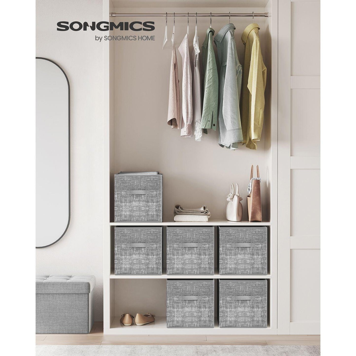 Set of 6 Storage Cubes Gray FredCo