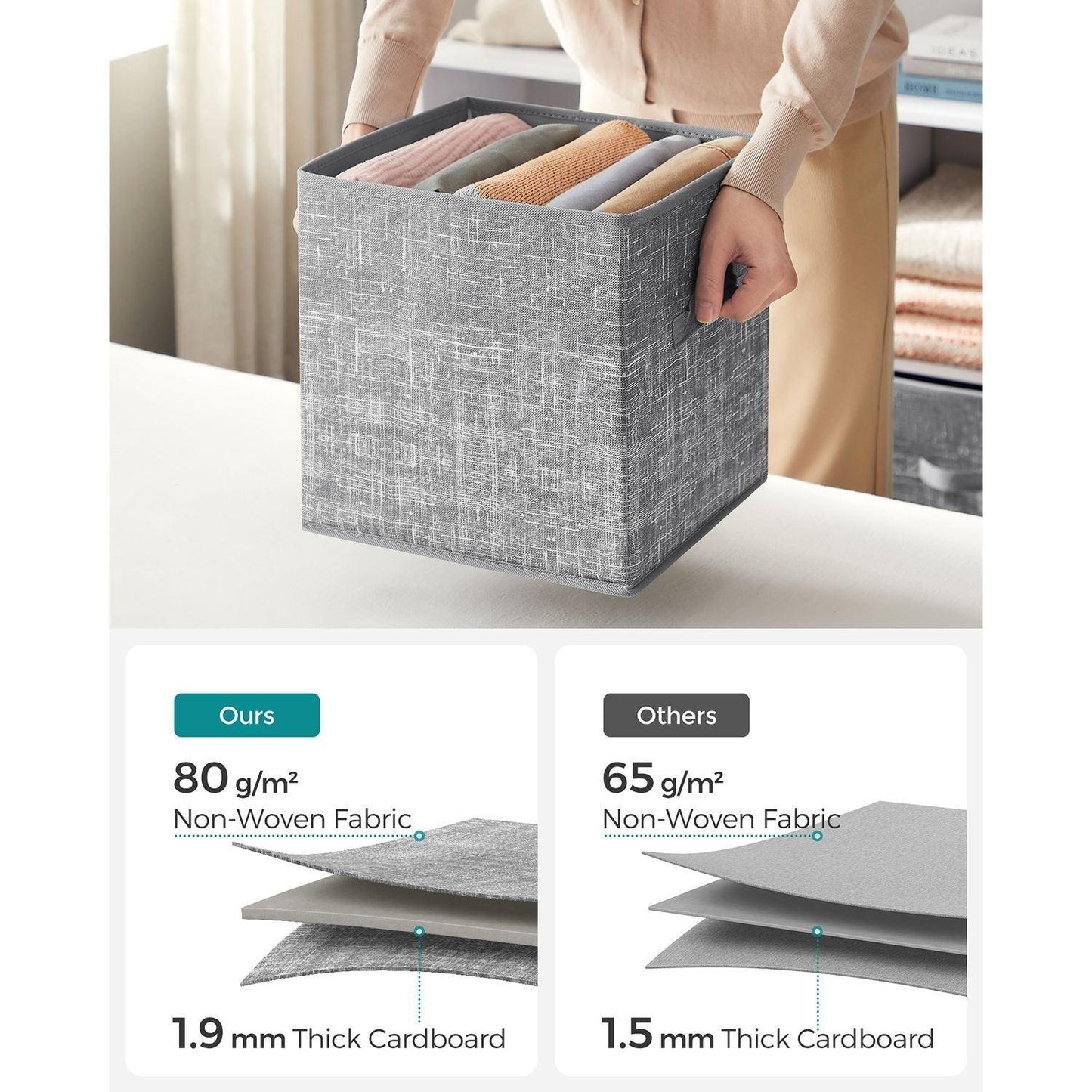 Set of 6 Storage Cubes Gray FredCo