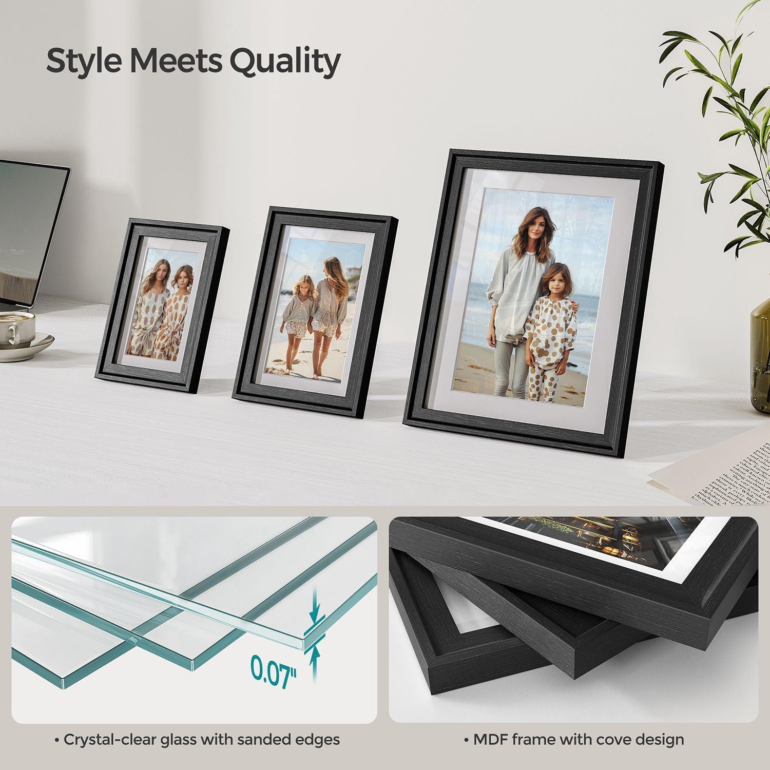Set of 7 Picture Frames with 10 Mats Ash Black FredCo