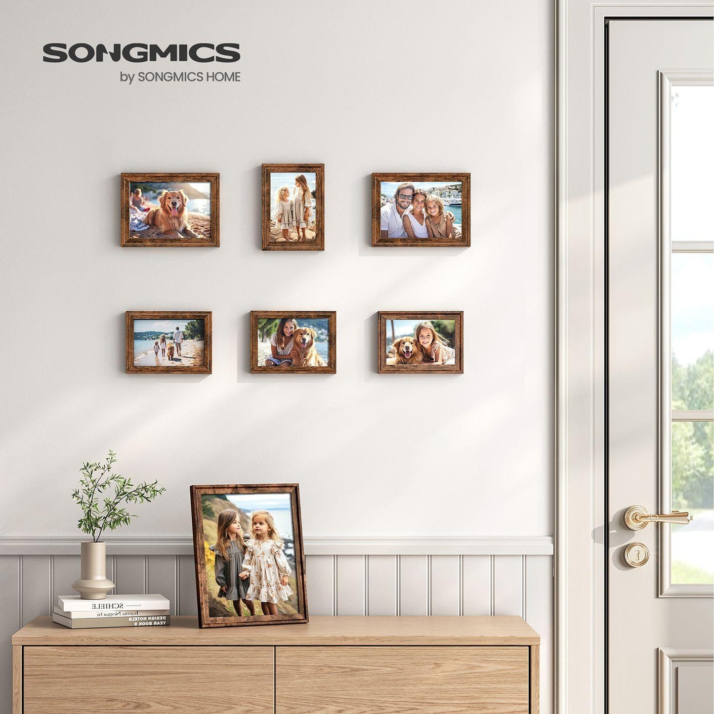Set of 7 Picture Frames with 10 Mats Rustic Brown FredCo